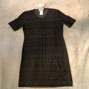 NWT Missoni mid length sleeve light weight sweater dress black multi